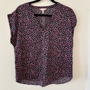 Floral Pink and Black Women's Top